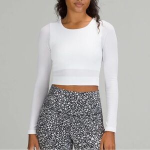 Lululemon white ebb to street long sleeve crop top